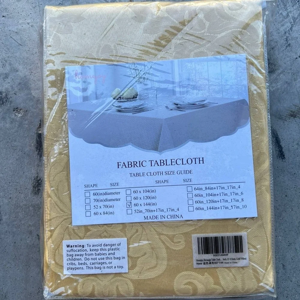 HomeJoy Rectangle Table Cloth Linen Farmhouse Stainproof Waterproof 60x144